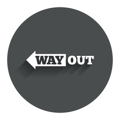 Way out left sign icon. Arrow symbol.