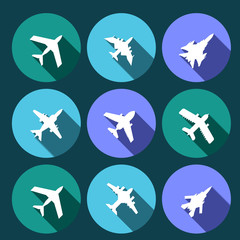 vector icons of airplanes
