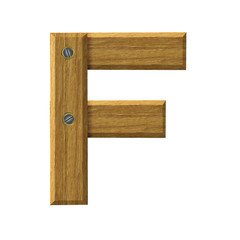 Letter F in created in wood