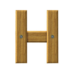 Letter H in created in wood