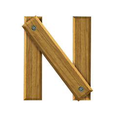 Letter N in created in wood