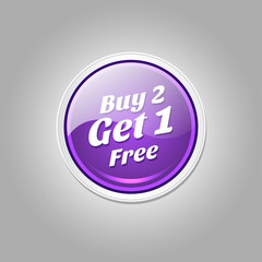 Buy 2 Get 1 Free Glossy Shiny Circular Vector Button