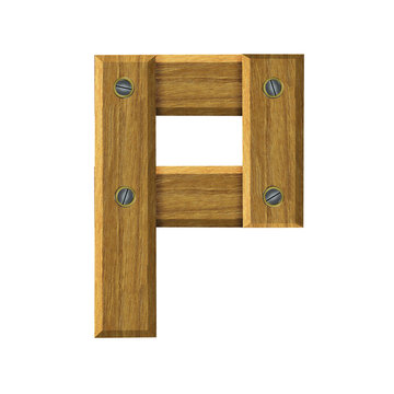 Letter P in created in wood