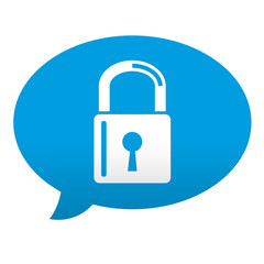 Etiqueta tipo app azul comentario simbolo candado