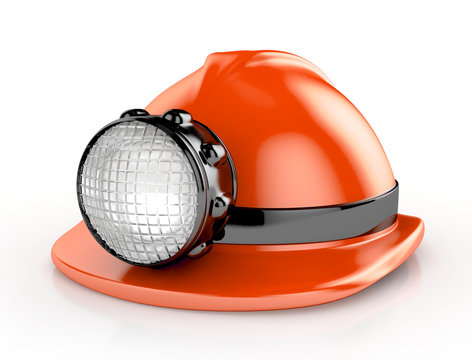 Fireman / Construction Helmet With Headlamp