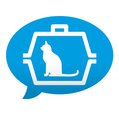 Etiqueta tipo app azul comentario simbolo transporte de gatos