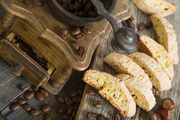 Coffee grinder and Italian cookies.