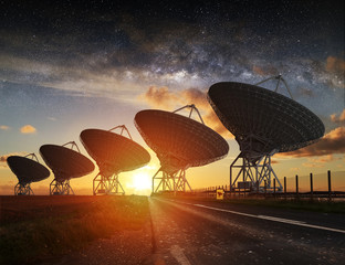 Radio Telescope view at night