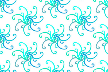 Seamless pattern vintage curls snowflakes circular