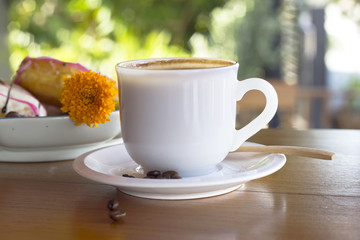 Coffee cup on a wooden table