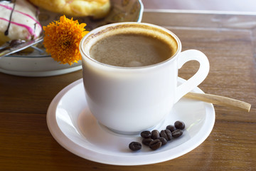 Coffee cup on a wooden table