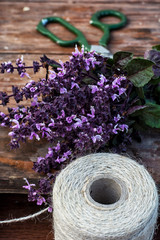 blooming bunches of herbs and spices Basil