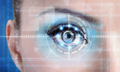 Technology scan female eye for security or identification