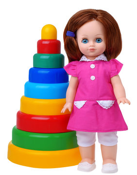 Vintage doll with colored pyramyd