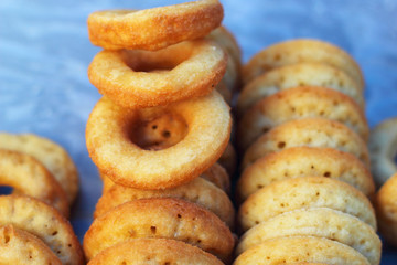 making donut placed in a row.