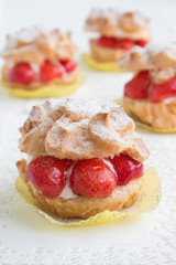 Cream Puffs with strawberries