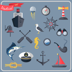 Nautical icons set