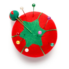 Cloth Tomato Pin Cushion on White