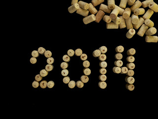 number 2014 made of wine corks