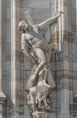 Monuments at facade of the Cathedral of Milano, Duomo di Milano,