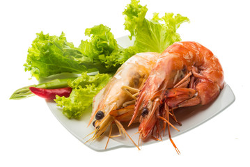 Boiled king prawns