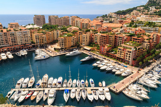 View of  yachts and apartments in harbor of Monaco