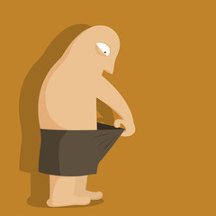 man looking inside his trousers