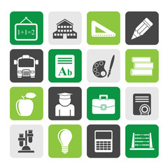 Silhouette school and education icons