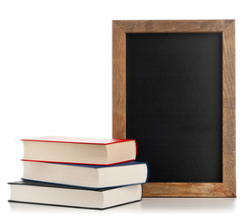 Blackboard with books