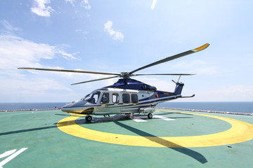 helicopter parking landing on offshore platform