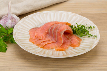 Sliced salmon