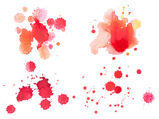 Abstract watercolor aquarelle hand drawn red blood drop splatter