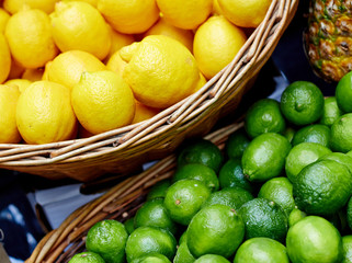 Mix of lemons and limes at the market