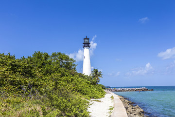 Famous lighthouse at Cape Florida at Key Biscayne