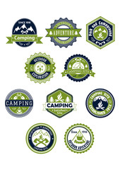 Camping and travel icons or badges