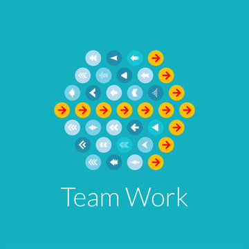 Team work flat design vector illustration concept