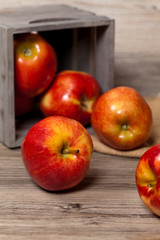Fresh harvest of Red Apples. Nature theme. Selective focus.