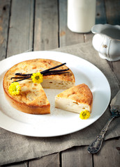Vietnamese banana cake on a white plate
