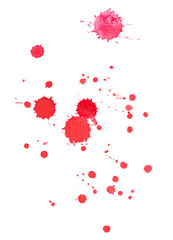 Fototapeta na wymiar Abstract watercolor aquarelle hand drawn red blood drop splatter