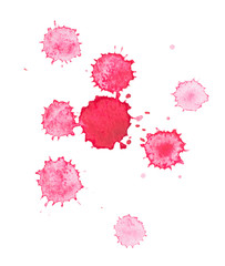 Abstract watercolor aquarelle hand drawn red blood drop splatter