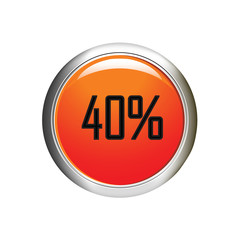 Internet button. 40 percent discount icon on white background.