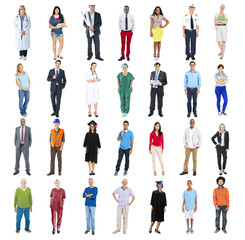 Obraz premium Group of People Standing in a Row Isolated on White