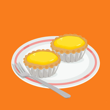 A illustration of hong kong style food egg tart