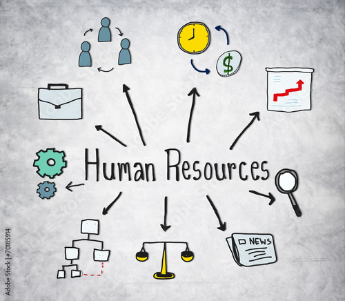 "Human Resources Symbols on Concrete Background" Stockfotos und