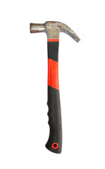 Old hammer isolated on plain white background