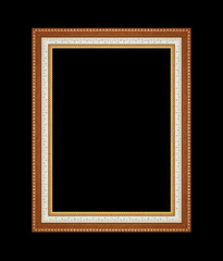 Picture frame carved wood frame Isolated on black background