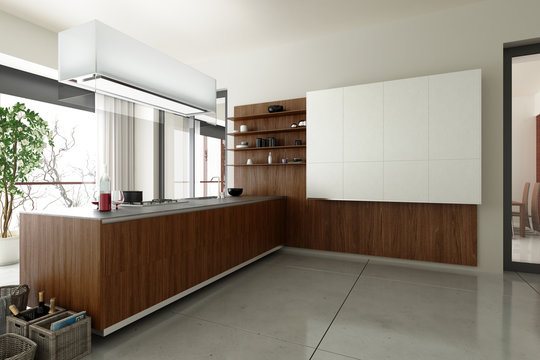 Kitchen accented in Wood