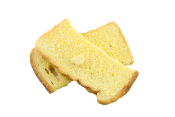 Butter toasted bread isolated.