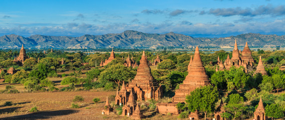 Pagoda view in Bagan where has a few thousand of pagoda, Myanmar