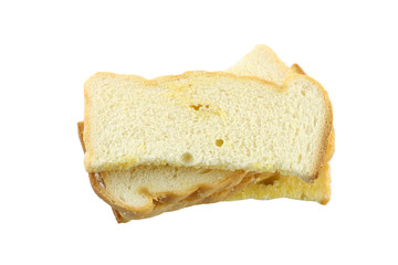 Butter toasted bread isolated.